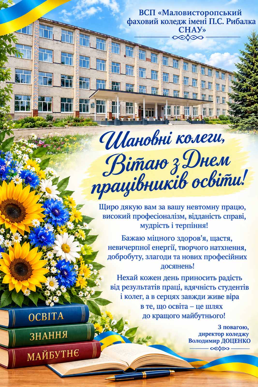 Вітання з Днем працівників освіти