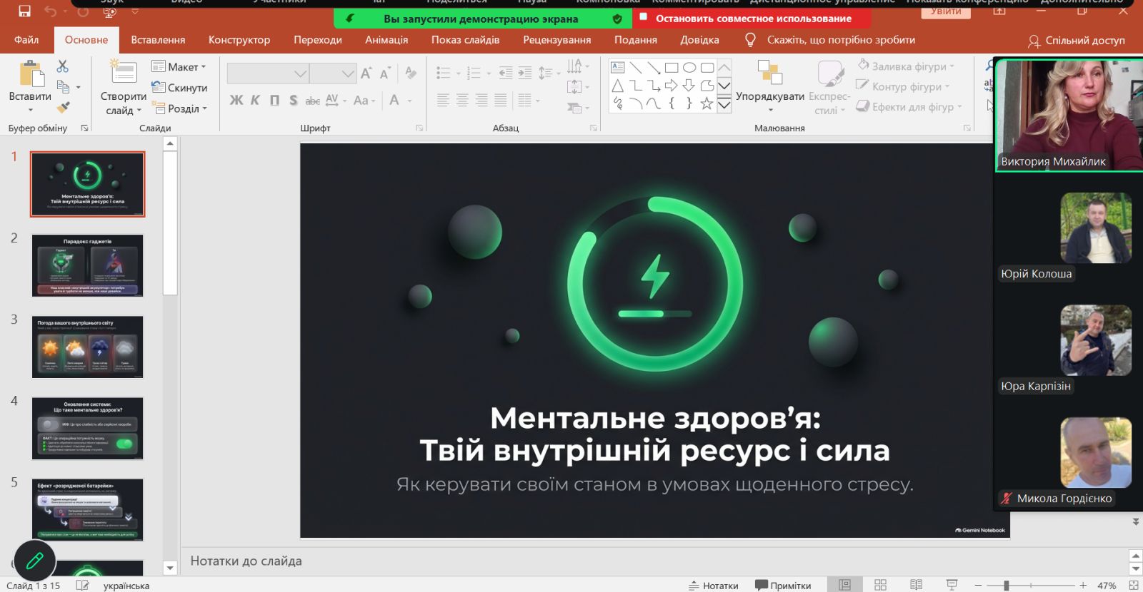 Година психолога «Ментальне здоров’я: твій внутрішній ресурс і сила»